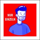 Corona Schilder Nur einzeln